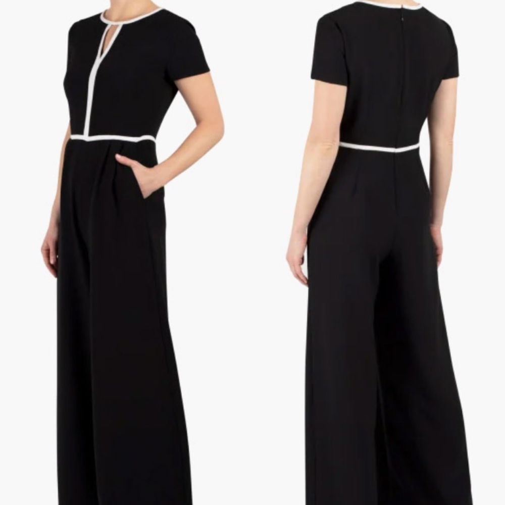 Donna Morgan Black Maxi Dress with White Accents